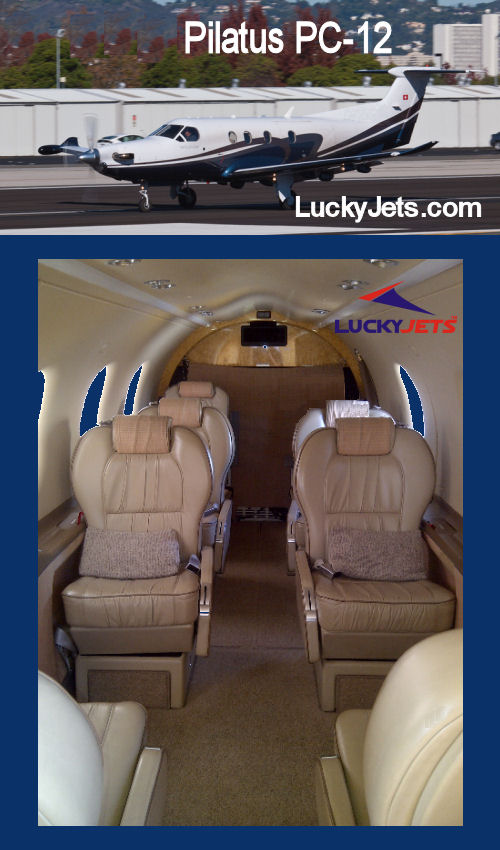 King Air & Pilatus PC 12 Charters arranged by LuckyJets 888-858-2595